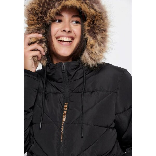 Casual μπουφάν με κουκούλα Μαύρο Funky Buddha FBL006-106-01 - Image 3