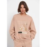 Loose fit φούτερ με τύπωμα κειμένου Μπεζ Funky Buddha FBL006-113-06