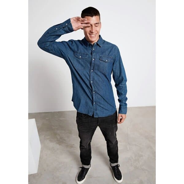 FBM004-021-05_MD_BLUE_1_ts_1663971182 Ανδρικό Πουκάμισο Τζιν FUNKY BUDDHA FBM006-052-05 Μπλέ - Image 2