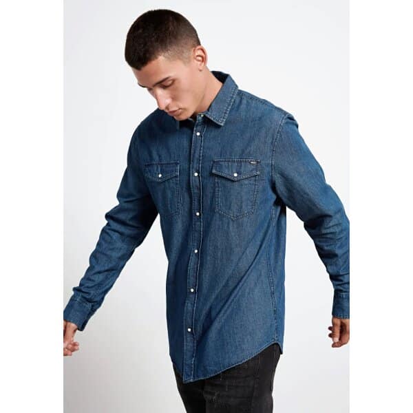 FBM004-021-05_MD_BLUE_3_ts_1663971182 Ανδρικό Πουκάμισο Τζιν FUNKY BUDDHA FBM006-052-05 Μπλέ - Image 4