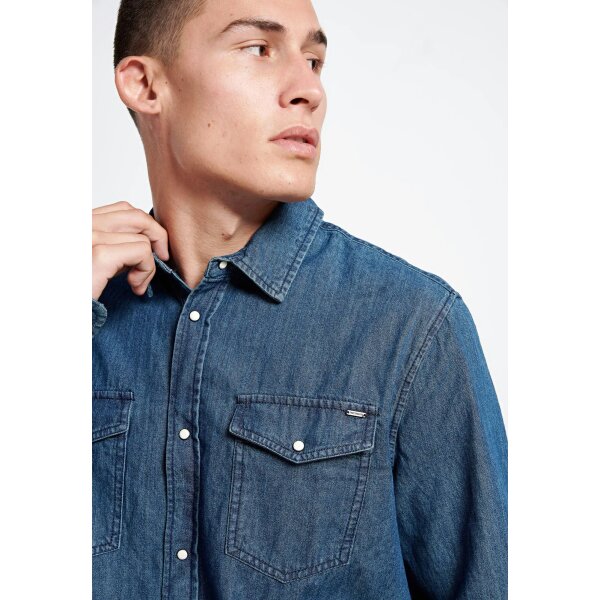 FBM004-021-05_MD_BLUE_6_ts_1663971182 Ανδρικό Πουκάμισο Τζιν FUNKY BUDDHA FBM006-052-05 Μπλέ - Image 7