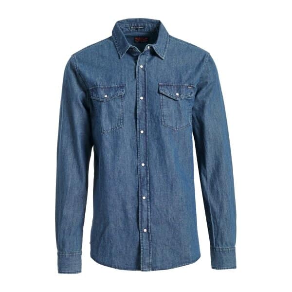 FBM004-021-05_MD_BLUE_7_ts_1663971182 Ανδρικό Πουκάμισο Τζιν FUNKY BUDDHA FBM006-052-05 Μπλέ - Image 1