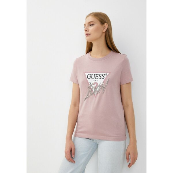RTLABZ623401_18216403_1_v1_2x T-shirt με τριγωνικό λογότυπο Ροζ Guess W2BI12I3Z13 - Image 1
