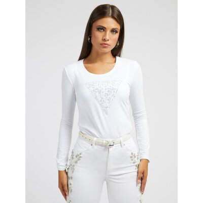T-shirt τριγωνικό logo μπροστά Λευκή Guess W2BI67J1300