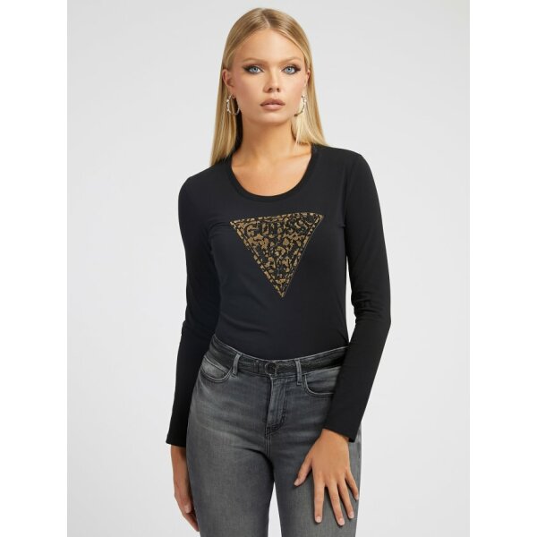 W2BI67J1300-JBLK T-shirt τριγωνικό logo μπροστά Μαύρη Guess W2BI67J1300 - Image 1