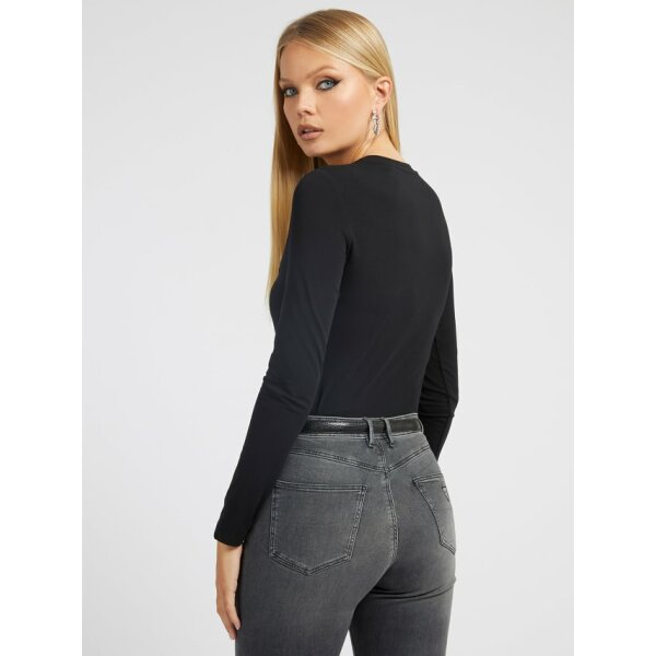 W2BI67J1300-JBLK-ALT2 T-shirt τριγωνικό logo μπροστά Μαύρη Guess W2BI67J1300 - Image 3