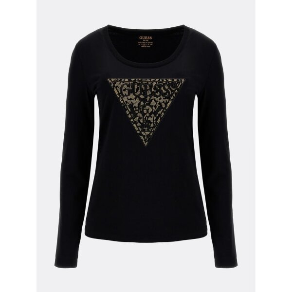 W2BI67J1300-JBLK-ALTGHOST T-shirt τριγωνικό logo μπροστά Μαύρη Guess W2BI67J1300 - Image 4