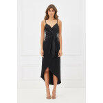INDIGO DRESS Μίντι σατέν φόρεμα Μαύρο MIND MATTER - Image 2