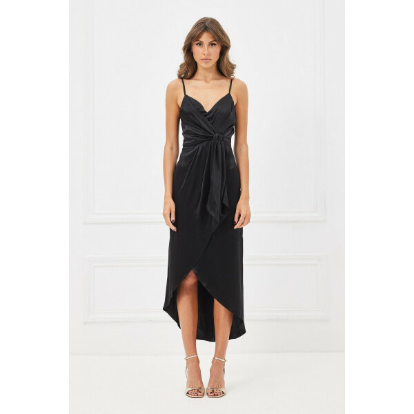 indigo_dress_black_2_ INDIGO DRESS Μίντι σατέν φόρεμα Μαύρο MIND MATTER - Image 2