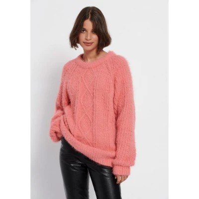 Πουλόβερ με στρογγυλή λαιμόκοψη Ροζ Funky Buddha FBL006-131-09