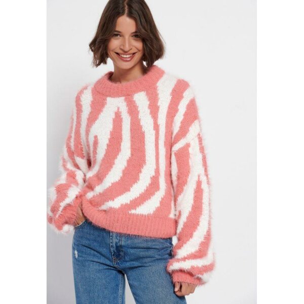 FBL006-133-09_SWEET_CORAL_1_ts_1665526387 Πουλόβερ με σχέδιο στην πλέξη Ροζ Funky Buddha FBL006-133-09 - Image 1