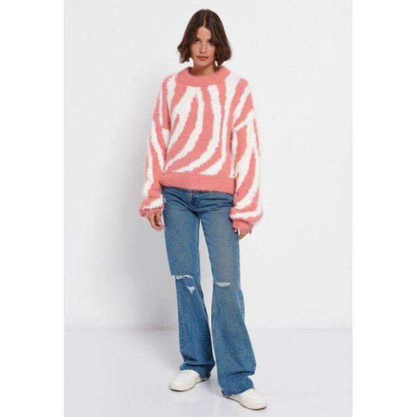 FBL006-133-09_SWEET_CORAL_2_ts_1665526387 Πουλόβερ με σχέδιο στην πλέξη Ροζ Funky Buddha FBL006-133-09 - Image 2