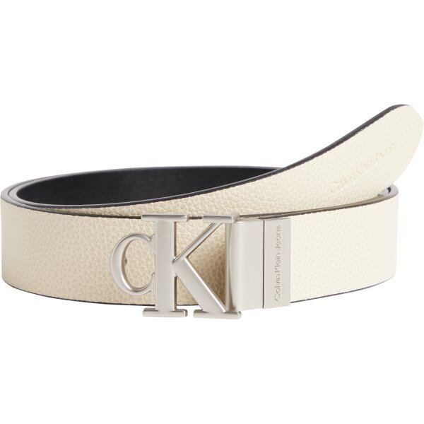K60K6101110F5_F ΓΥΝΑΙΚΕΙΑ ΖΩΝΗ CALVIN KLEIN ROUND MONO PLAQUE REV BELT 30MM K60K610111-0F5 Ecru - Image 2