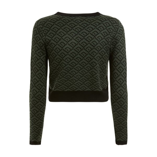 W2BR55Z2YK2-P84Z-ALT11 Πλεκτή ζακάρ ζακέτα Πράσινη Guess W2BR55Z2YK2 - Image 4