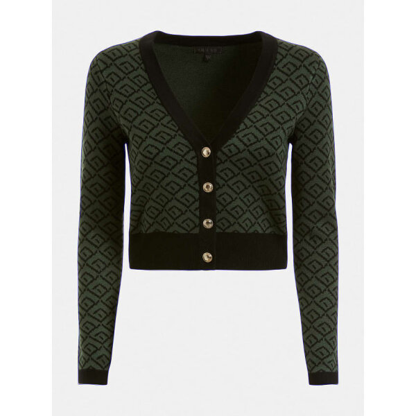 W2BR55Z2YK2-P84Z-ALTGHOST Πλεκτή ζακάρ ζακέτα Πράσινη Guess W2BR55Z2YK2 - Image 5