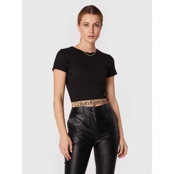 calvin-klein-jeans-t-shirt-j20j219893-mauro-slim-fit ΜΠΛΟΥΖΑ ΓΥΝΑΙΚΕΙΑ ΜΑΥΡΟ CALVIN KLEIN SHORT SLEEVES J20J219893-BEH - Image 1