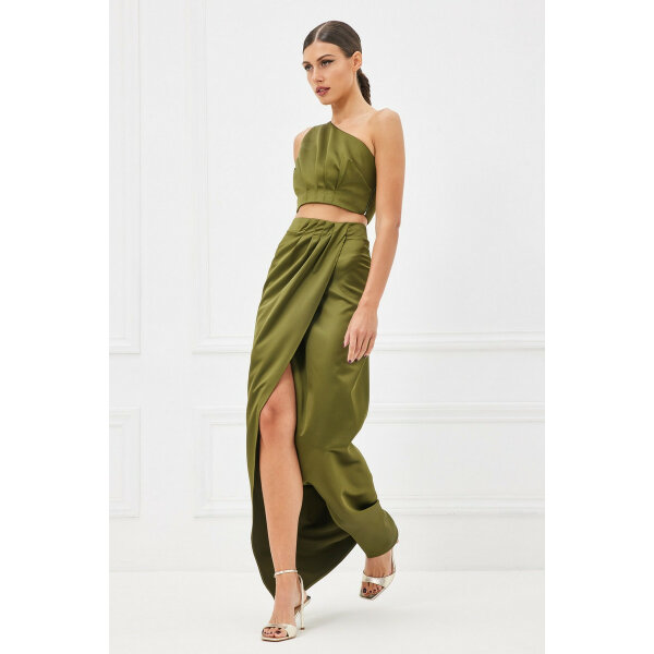 loren_skirt_pesto_5_ LOREN SKIRT  TopΜάξι φούστα σατέν 2022W011_816 - Image 3