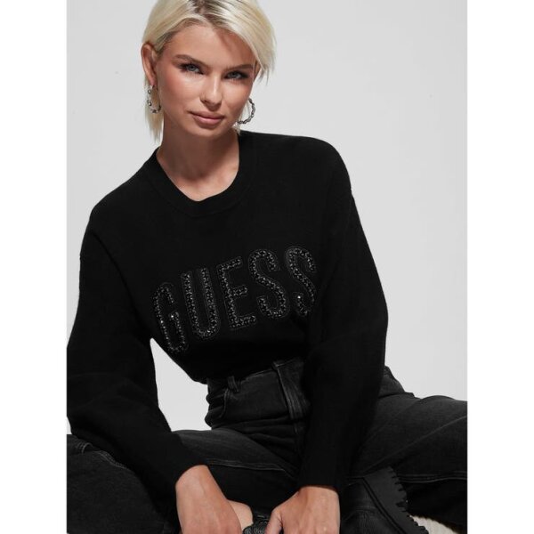 4 Πουλόβερ με λογότυπο με στρας Μαύρο Guess W2BR47Z26I0 - Image 4