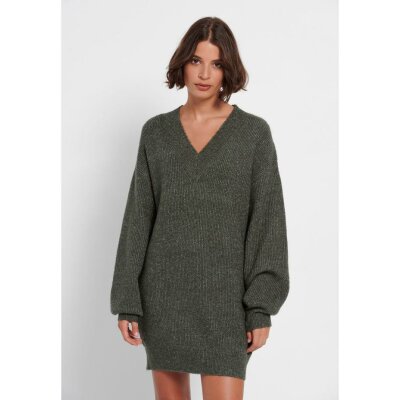 Loose fit πλεκτό φόρεμα με V λαιμόκοψη Πράσινο Funky Buddha FBL006-112-13