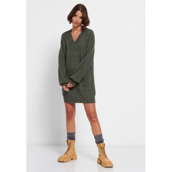 Loose fit πλεκτό φόρεμα με V λαιμόκοψη Πράσινο Funky Buddha FBL006-112-13 - Image 2