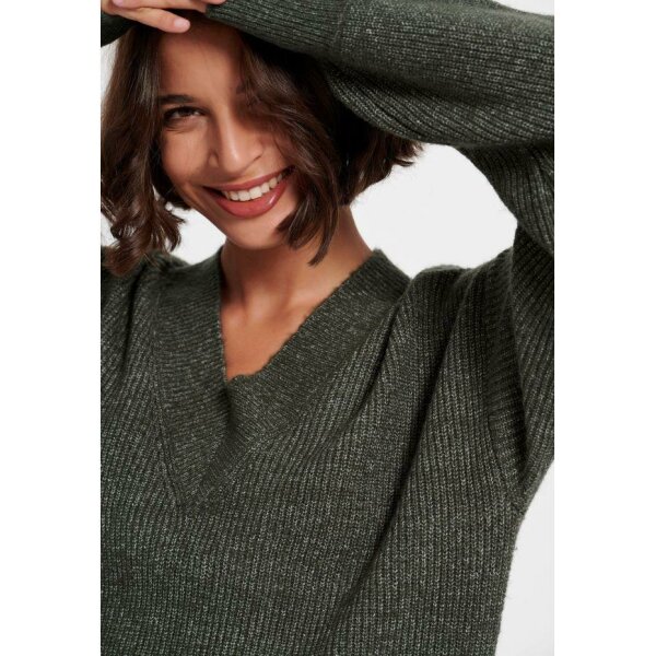 Loose fit πλεκτό φόρεμα με V λαιμόκοψη Πράσινο Funky Buddha FBL006-112-13 - Image 3