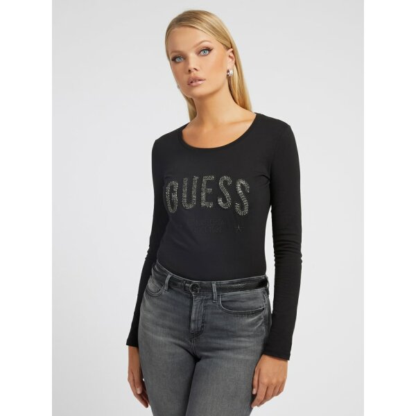 T-shirt με λογότυπο με στρας Μαύρο Guess W2BI40I3Z13 - Image 1