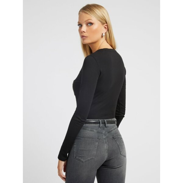 T-shirt με λογότυπο με στρας Μαύρο Guess W2BI40I3Z13 - Image 3