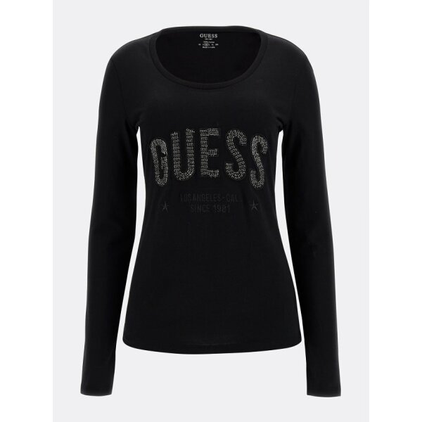 T-shirt με λογότυπο με στρας Μαύρο Guess W2BI40I3Z13 - Image 4