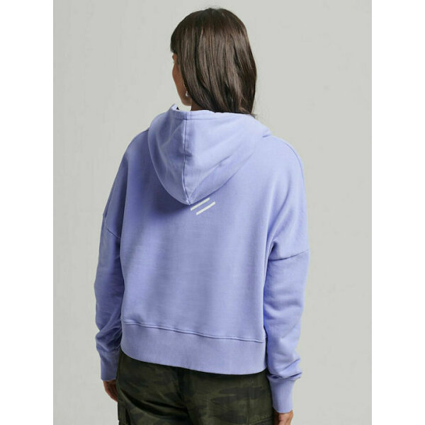 Superdry Cropped Γυναικείο Φούτερ με Κουκούλα Μωβ  W2011398A 7KG - Image 3