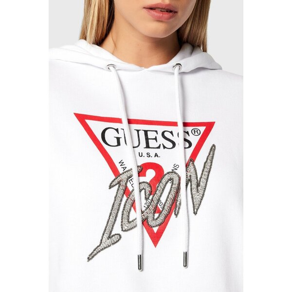 Φούτερ με κουκούλα και Strass Λευκή Guess W2BQ17KB683 - Image 3