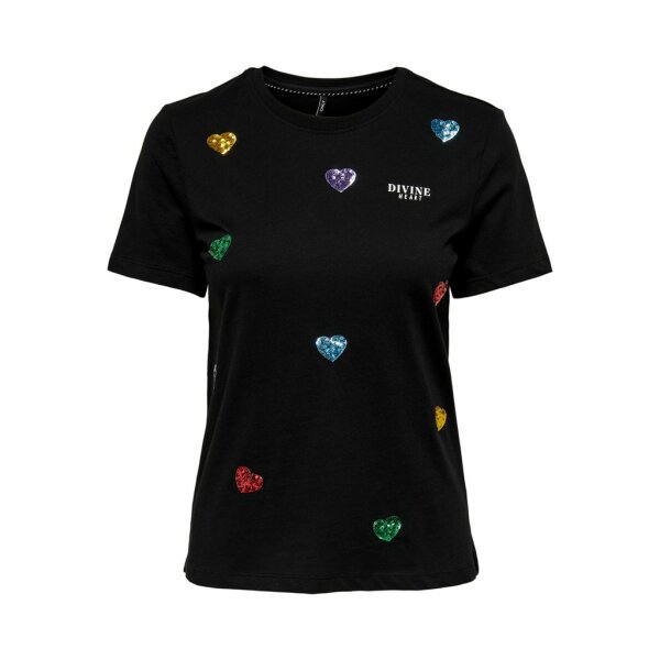 ΓΥΝΑΙΚΕΙΟ ΜΠΛΟΥΖΑΚΙ ΜΑΥΡΟ ONLY ONLKITA REG S/S SEQ HEART TOP BOX JRS 15286647 - Image 1