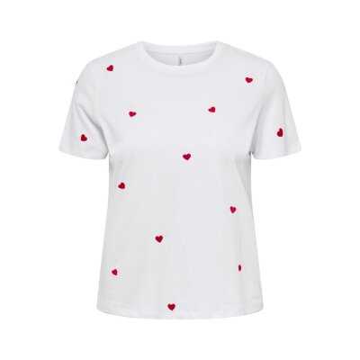 ΓΥΝΑΙΚΕΙΟ ΜΠΛΟΥΖΑΚΙ ΛΕΥΚΟ ΜΕ ΚΑΡΔΙΕΣ ONLY ONLKETTY S/S O-NECK TOP BOX JRS 15288473