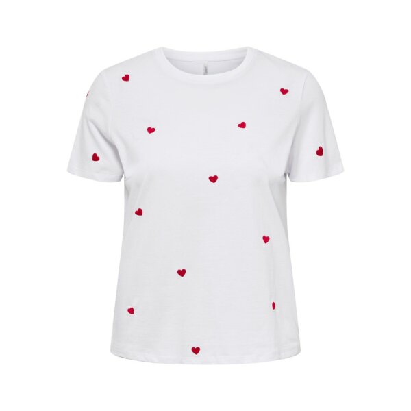 ΓΥΝΑΙΚΕΙΟ ΜΠΛΟΥΖΑΚΙ ΛΕΥΚΟ ΜΕ ΚΑΡΔΙΕΣ ONLY ONLKETTY S/S O-NECK TOP BOX JRS 15288473 - Image 1