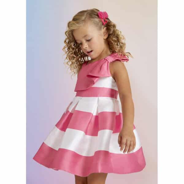 23-05042-068-L-2 Παιδικό Φόρεμα Με Ρίγες Λευκό-φούξια Abel & lula 23-05042-068 - Image 1