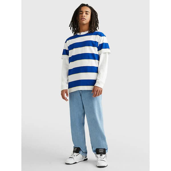 Ανδρική Μπλούζα TOMMY JEANS  DM0DM0DM16312 Ριγέ Λευκό Μπλέ - Image 2