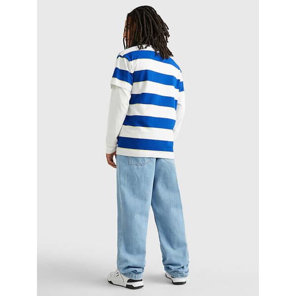 Ανδρική Μπλούζα TOMMY JEANS  DM0DM0DM16312 Ριγέ Λευκό Μπλέ - Image 4