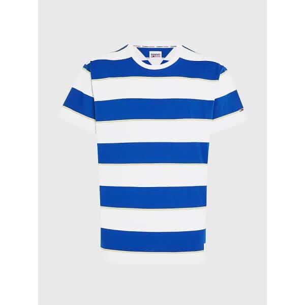 Ανδρική Μπλούζα TOMMY JEANS  DM0DM0DM16312 Ριγέ Λευκό Μπλέ - Image 1