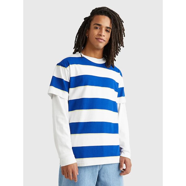 Ανδρική Μπλούζα TOMMY JEANS  DM0DM0DM16312 Ριγέ Λευκό Μπλέ - Image 5