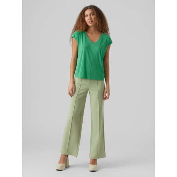 VERO MODA ΜΠΛΟΥΖΑΚΙ ΚΟΝΤΟΜΑΝΙΚΟ ΠΡΑΣΙΝΟ VMFILLI SS V-NECK TEE GA NOOS 10247666 - Image 4