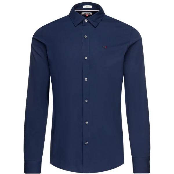 tommy-jeans-poukamiso-dm0dm04405-skouro-mple-slim-fit Ανδρικό Πουκάμισο Tommy Jeans DM0DM04405 Μπλέ - Image 1