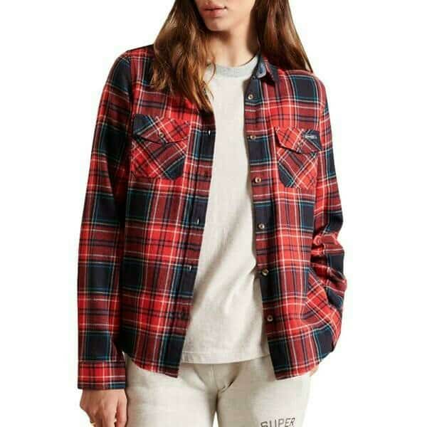 w4010235a-6dv_1 Πουκάμισο Καρώ Women's classic shirt Superdry Lumberjack en coton bio W4010235A-6DV - Image 1