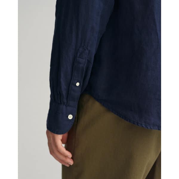 Ανδρικό Πουκάμισο GANT 3230078 REG UT DYED LINEN BAND Μπλέ - Image 4