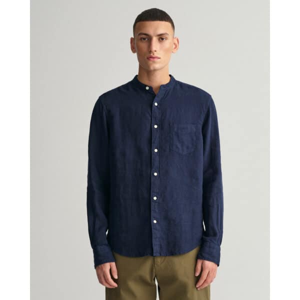 Ανδρικό Πουκάμισο GANT 3230078 REG UT DYED LINEN BAND Μπλέ - Image 7