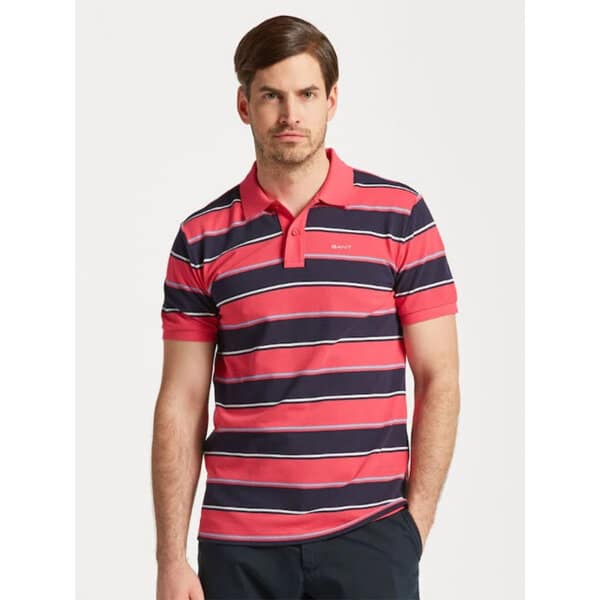 Ανδρική Μπλούζα GANT POLO MULTI STRIPE SS 2063015 Ροζ - Image 1