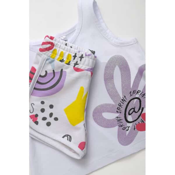 ΠΑΙΔΙΚΟ ΣΕΤ ΜΕ SHORTS ΚΟΡΙΤΣΙ 2-5 ΕΤΩΝ ΛΕΥΚΟ SPRINT 231-2000 - Image 2