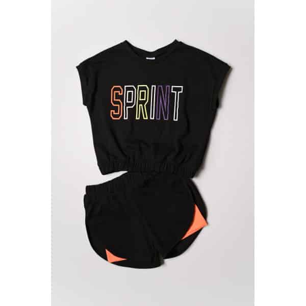 231-4048 BLACK a ΠΑΙΔΙΚΟ ΣΕΤ SHORTS ΚΟΡΙΤΣΙ 6-16 ΕΤΩΝ ΜΑΥΡΟ SPRINT 231-4048 - Image 1