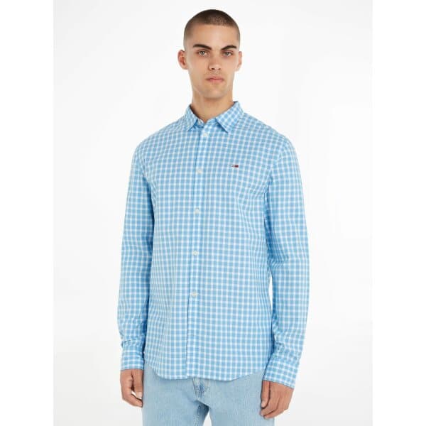 405146_01_631b0ed7ae438400109f1f51 Ανδρικό Πουκάμισο TOMMY JEANS ESSENTIAL CHECK DM0DM15934 Μπλέ Λευκό - Image 1
