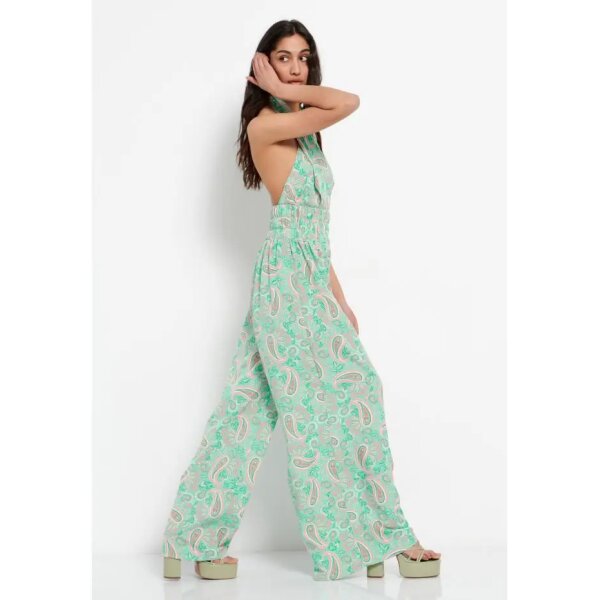 FBL007-113-02_GREEN_FIG_5 Γυναικεία Loose fit εμπριμέ παντελόνα  FBL007-113-02 - Image 3