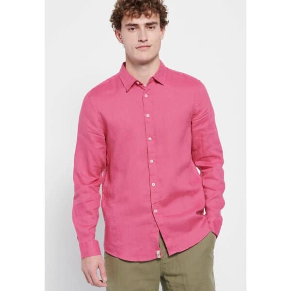 FBM007-001-05_ROSE_1 Ανδρικό Πουκάμισο Λινό FUNKY BUDDHA FBM007-001-05 ΡΟΖ - Image 2