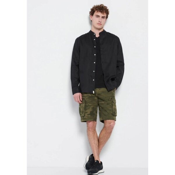 Ανδρικό Πουκάμισο Λινό FUNKY BUDDHA MAO FBM-007-003-05 Μαύρο - Image 2